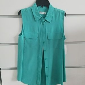NWT Equipment sea foam green sleeveless silk xs